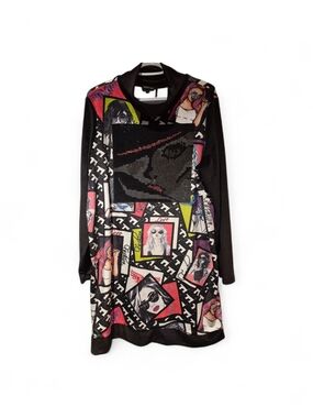 Tricotto Graphic Pop Art Long Sleeve Dress - Black with Multicolor Panels